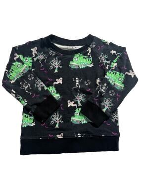 Popoki Play Halloween Sweatshirt 18-24 Months Ghost Skeleton Train Bamboo